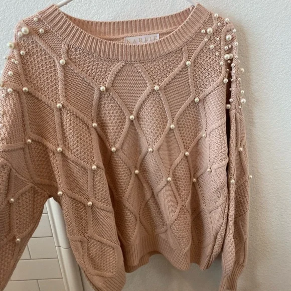 Blush Pink Pearl Sweater - Picture 1 of 4